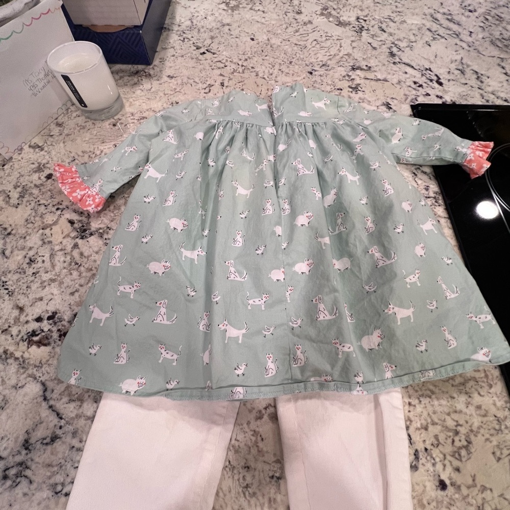 Kids Hannah Kate 3 piece Matching Set with Animal Print - Green and White